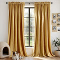 Short Gold Velvet Curtains 63 inches: Living Room Luxury Room Darkening Curtain - Elegant Bedroom Thermal Insulated Modern Heavy Thick Soft Soundproof Rod Pocket Window Drapes Set of 2 Panels