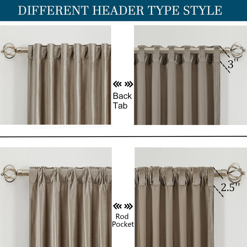 Cream Ivory Curtains 63 inch for Living Room,2 Panels Drapes Blackout Rod Pocket Back Tab Window Treatment Room Darkening Thick Decorative Curtains for Bedroom