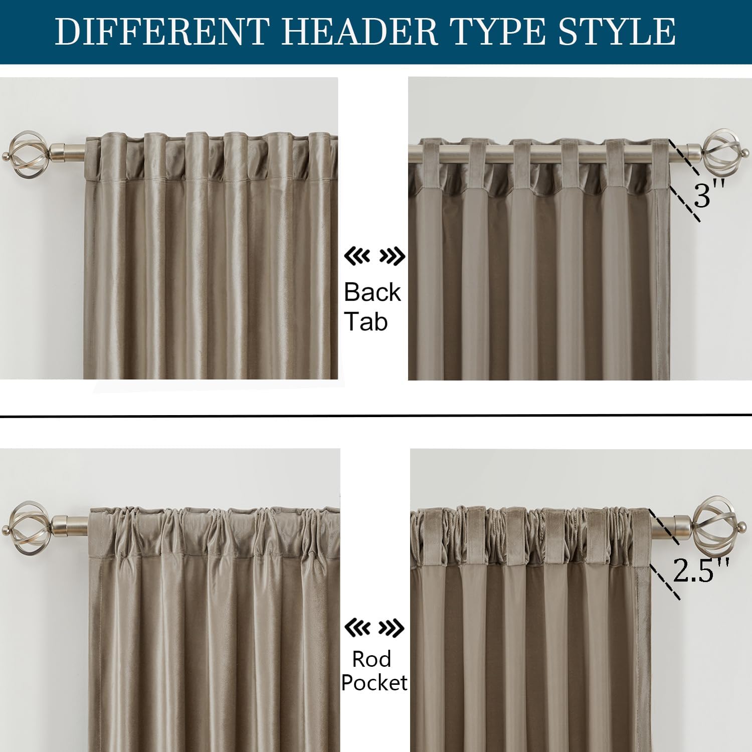 Cream Ivory Curtains 63 inch for Living Room,2 Panels Drapes Blackout Rod Pocket Back Tab Window Treatment Room Darkening Thick Decorative Curtains for Bedroom