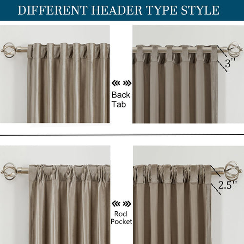 Cream Ivory Curtains 63 inch for Living Room,2 Panels Drapes Blackout Rod Pocket Back Tab Window Treatment Room Darkening Thick Decorative Curtains for Bedroom