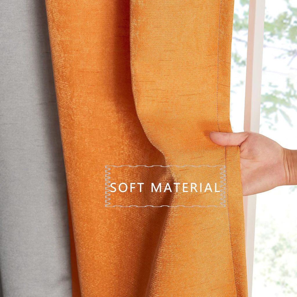 PRIMROSE Ombre Blackout Curtains for Living Room Thermal Insulated Room Darkening Curtains Window Drapes for Bedroom Grommet Grey Orange 108 inch Long 2 Panels
