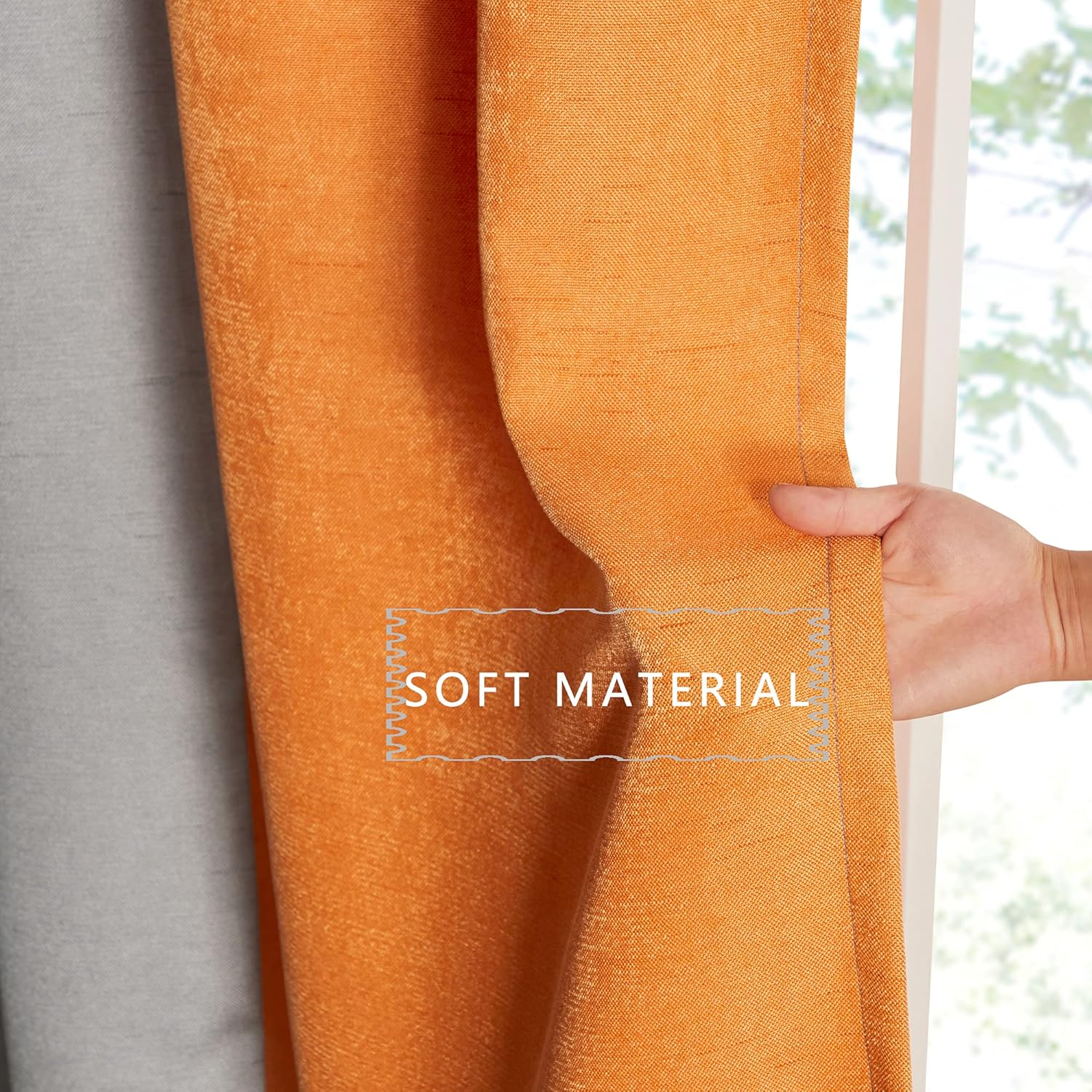 PRIMROSE Ombre Blackout Curtains for Living Room Thermal Insulated Room Darkening Curtains Window Drapes for Bedroom Grommet Grey Orange 108 inch Long 2 Panels