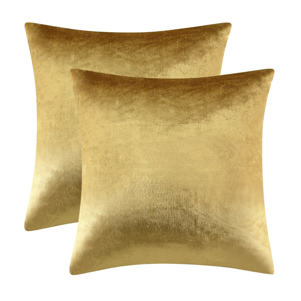 Gold Velvet Decorative Throw Pillow Covers,18x18 Pillow Covers for Couch Sofa Bed 2 Pack Soft Cushion Covers