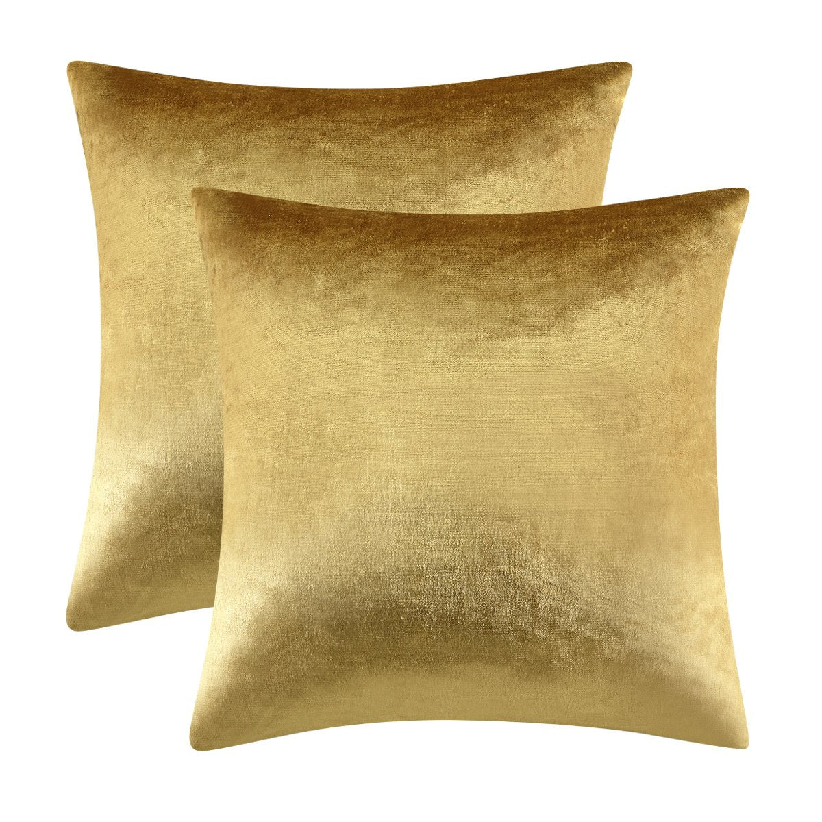 Gold Velvet Decorative Throw Pillow Covers,18x18 Pillow Covers for Couch Sofa Bed 2 Pack Soft Cushion Covers