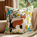 Decorative Pillow Covers 18x18 - Throw Pillow Textured Linen Covers for Couch Living Room Decor Cute Animal Patterned Cushion Covers Bed Embroidered Spring Pillowcases Pack of 1