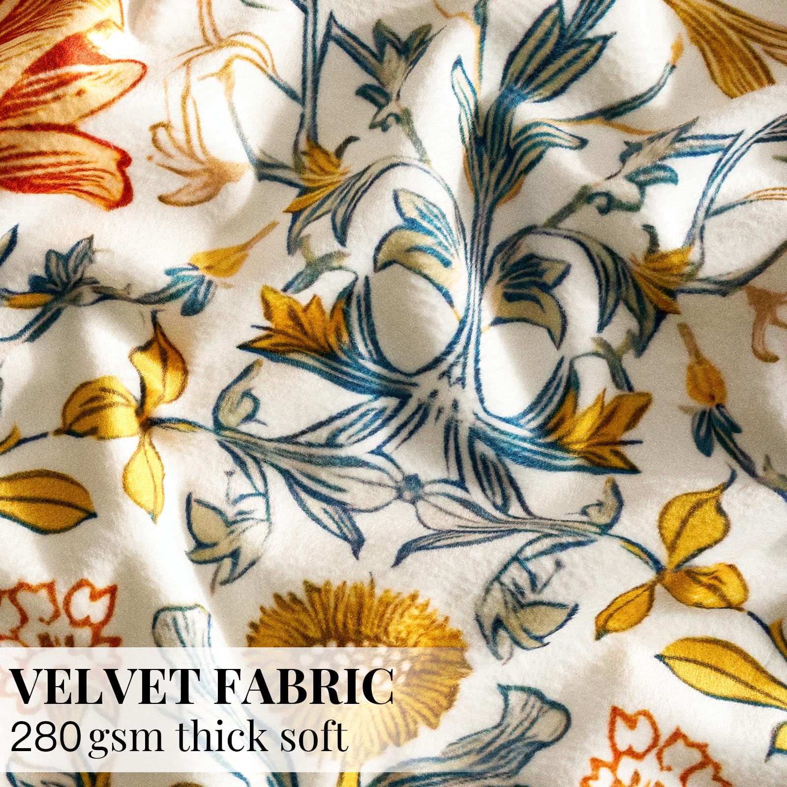 Decorative Pillow Covers 18x18 - Set of 2 Velvet Soft Vintage Throw Pillows William Morris Floral Patterned Cushion Covers for Couch Bed Living Room Accent Block Print Throw Pillow Cases