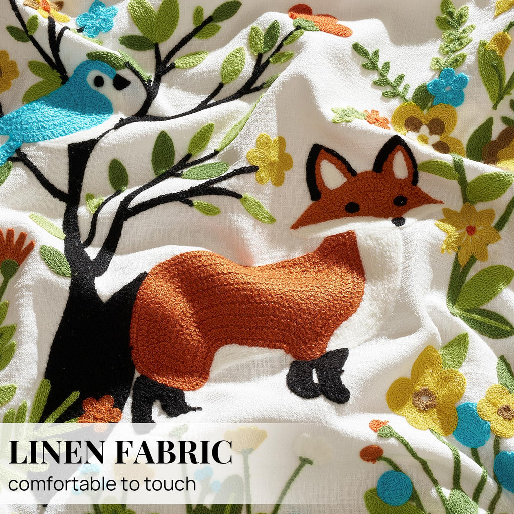 Decorative Pillow Covers 18x18 - Throw Pillow Textured Linen Covers for Couch Living Room Decor Cute Animal Patterned Cushion Covers Bed Embroidered Spring Pillowcases Pack of 1