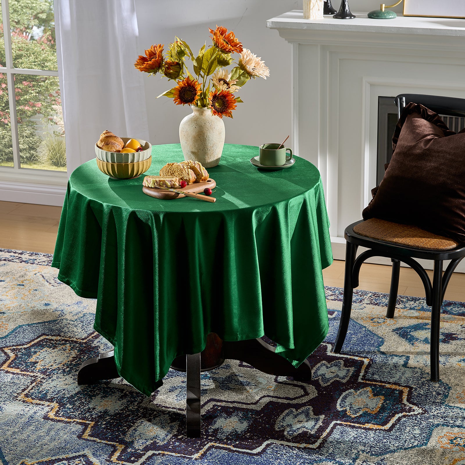 Fall Gold Velvet Square Tablecloth French Rustic Table Cloth Farmhouse Vintage Retro Tablecloths Washable Table Cover for Christmas Party Wedding Kitchen Dinning Tabletop Decoration,52x52 Inch